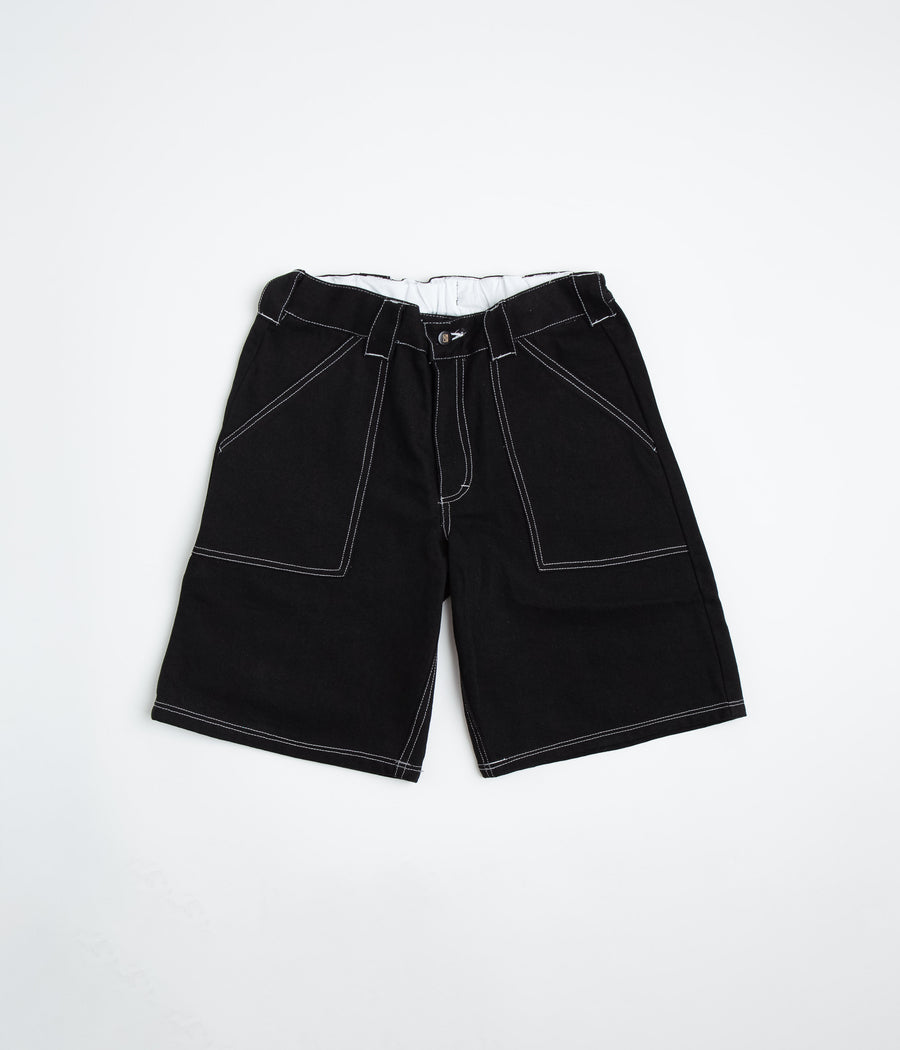 Poetic Collective Painter Shorts - Black Denim / White Stitch