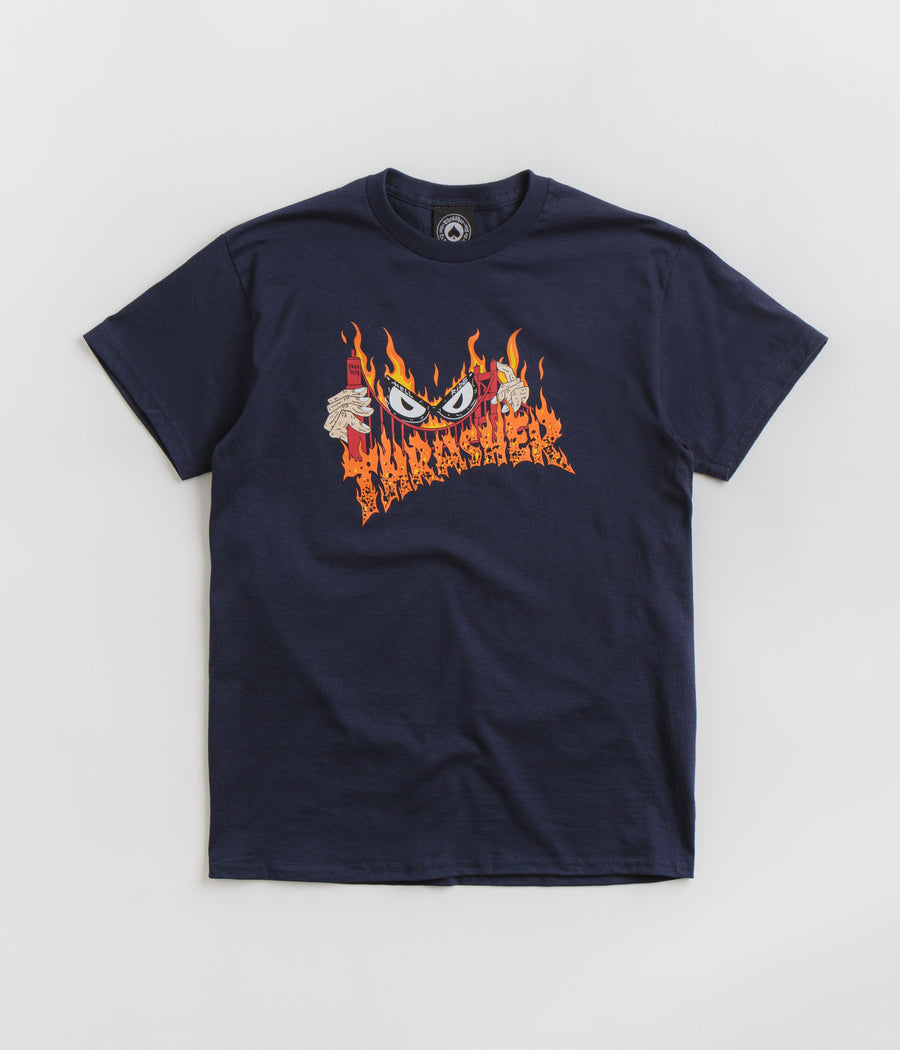 Thrasher Sucka Free By Neckface T-Shirt - Navy